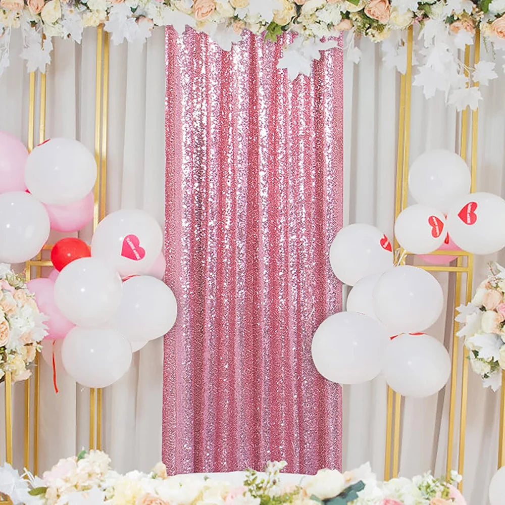 Rideau Décoratif Mariage Rose Pailleté Chic