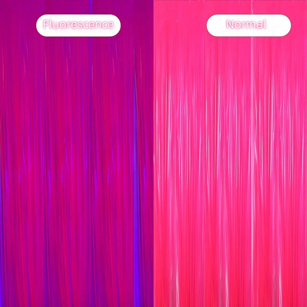 Rideau à Franges Fluorescent Fuchsia Minimaliste