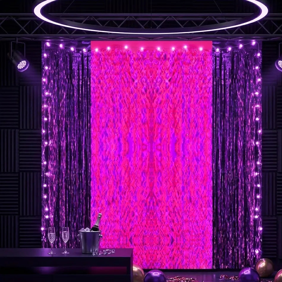 Rideau à Franges Frisés Rose Fluorescent Festive
