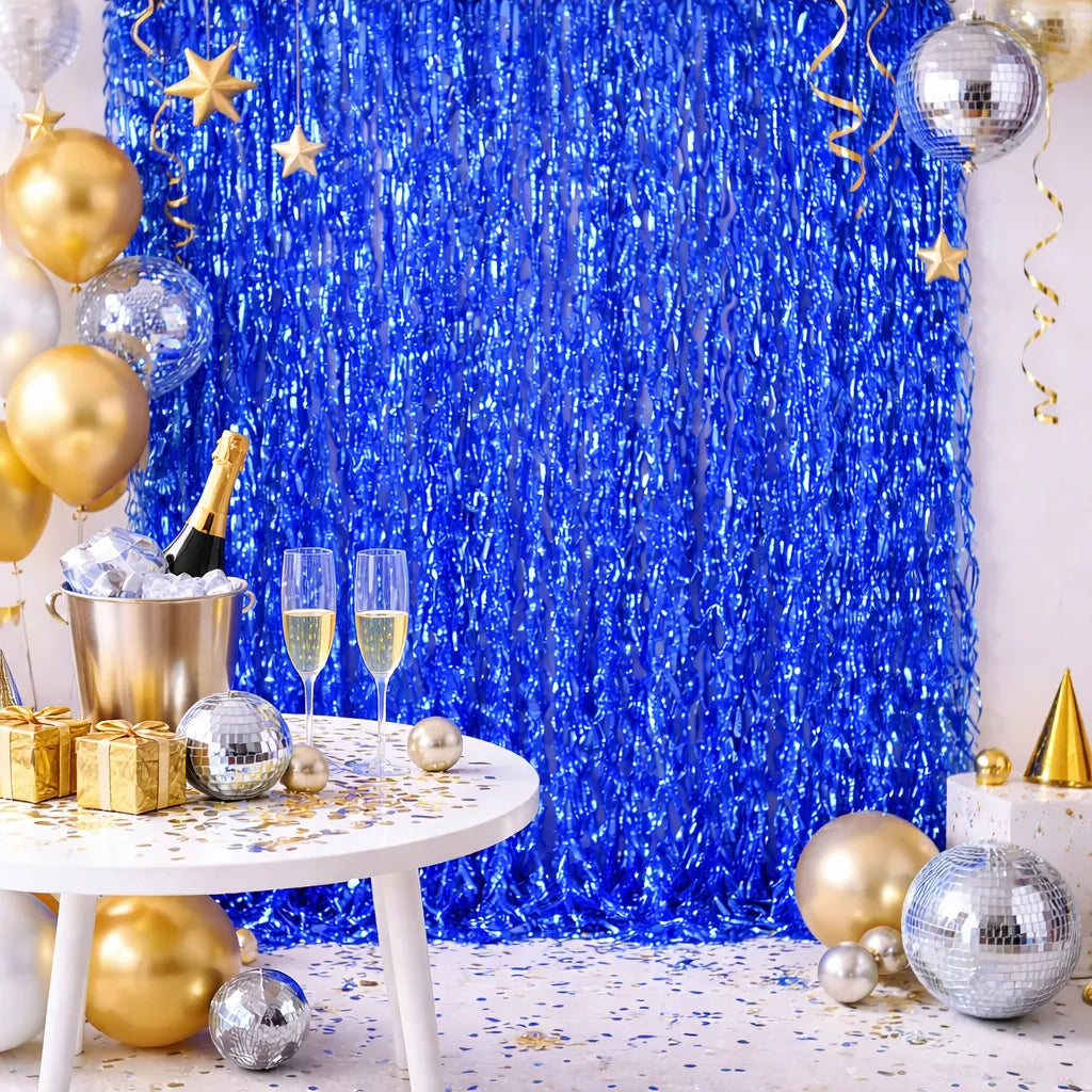 Rideau à Franges Ondulés Bleu Roi Chic