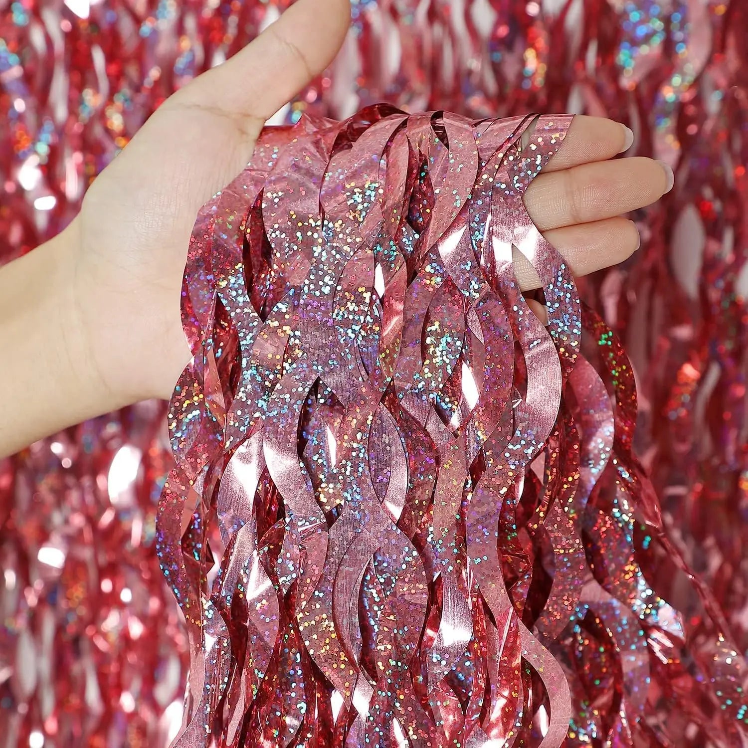Rideau à Franges Ondulés Rose Décoratif Minimaliste