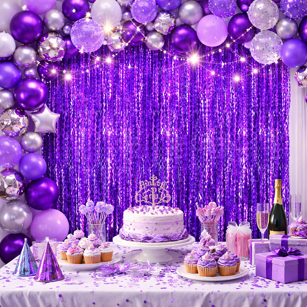 Rideau à Franges Ondulés Violet