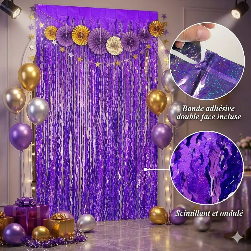 Rideau à Franges Ondulés Violet Unique