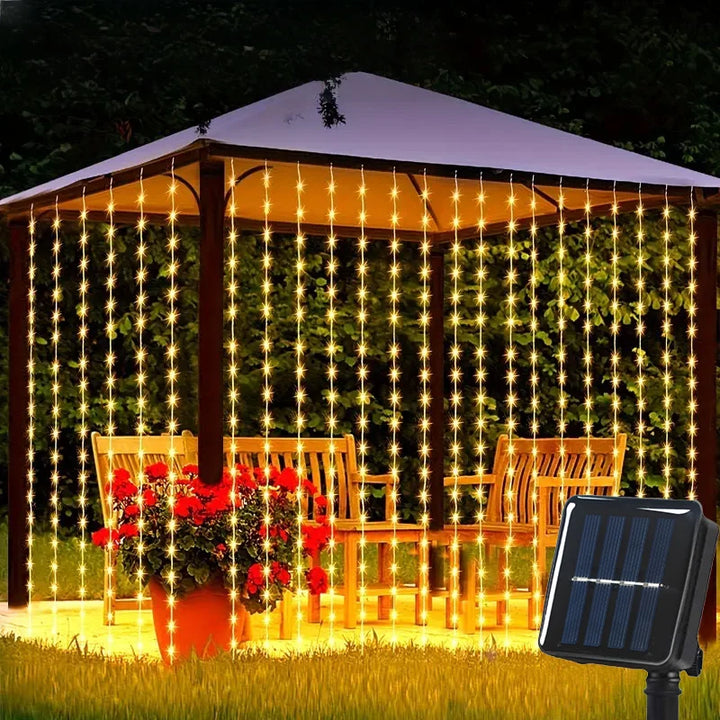 Rideau Lumineux Extérieur Solaire Blanc Chaud