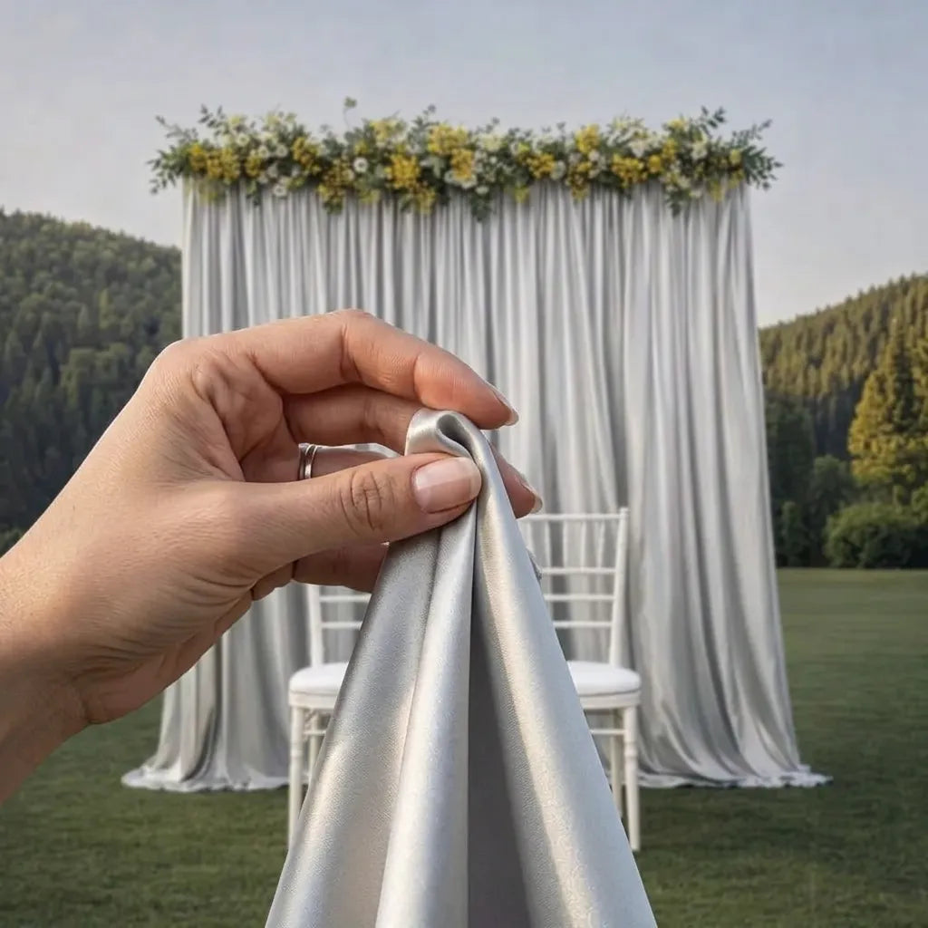 Rideau Mariage Argenté Satiné Léger