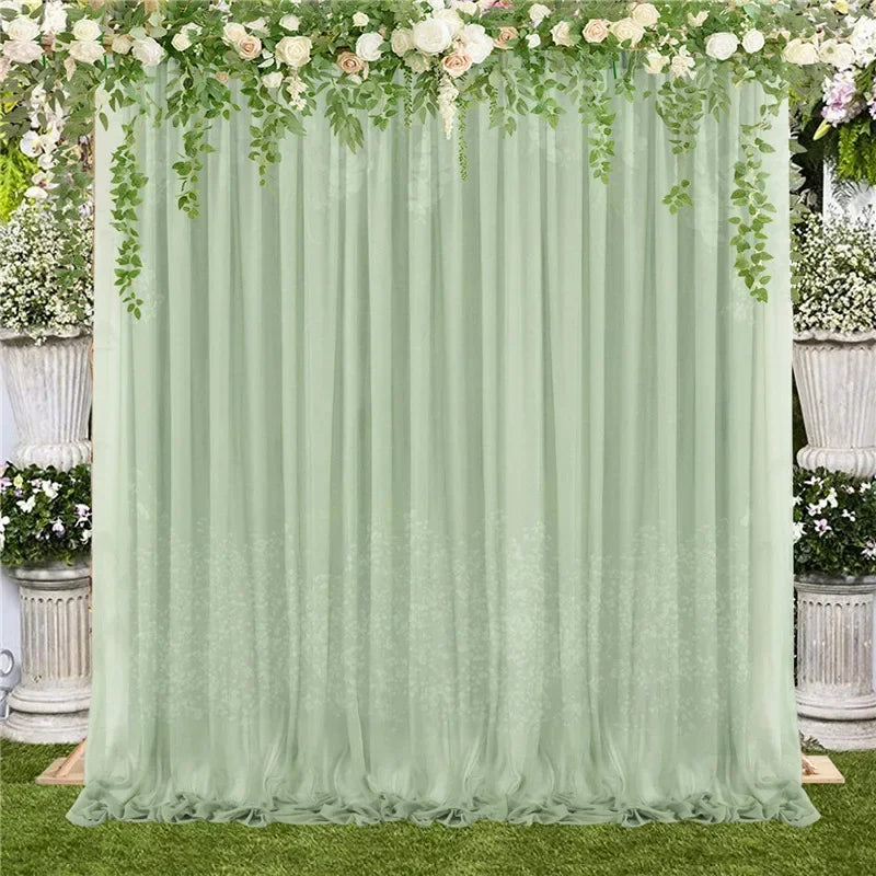 Rideau Mariage Arrière-Plan Vert Chic
