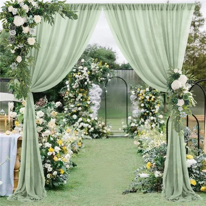 Rideau Mariage Arrière-Plan Vert Unique