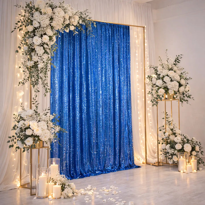 Rideau Mariage Bleu Roi Paillettes 