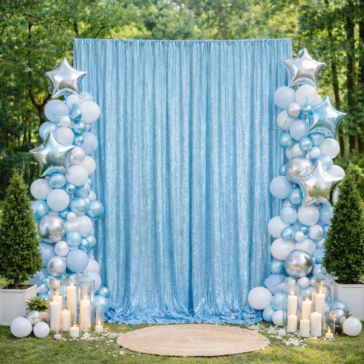 Rideau Mariage Bleu Scintillant