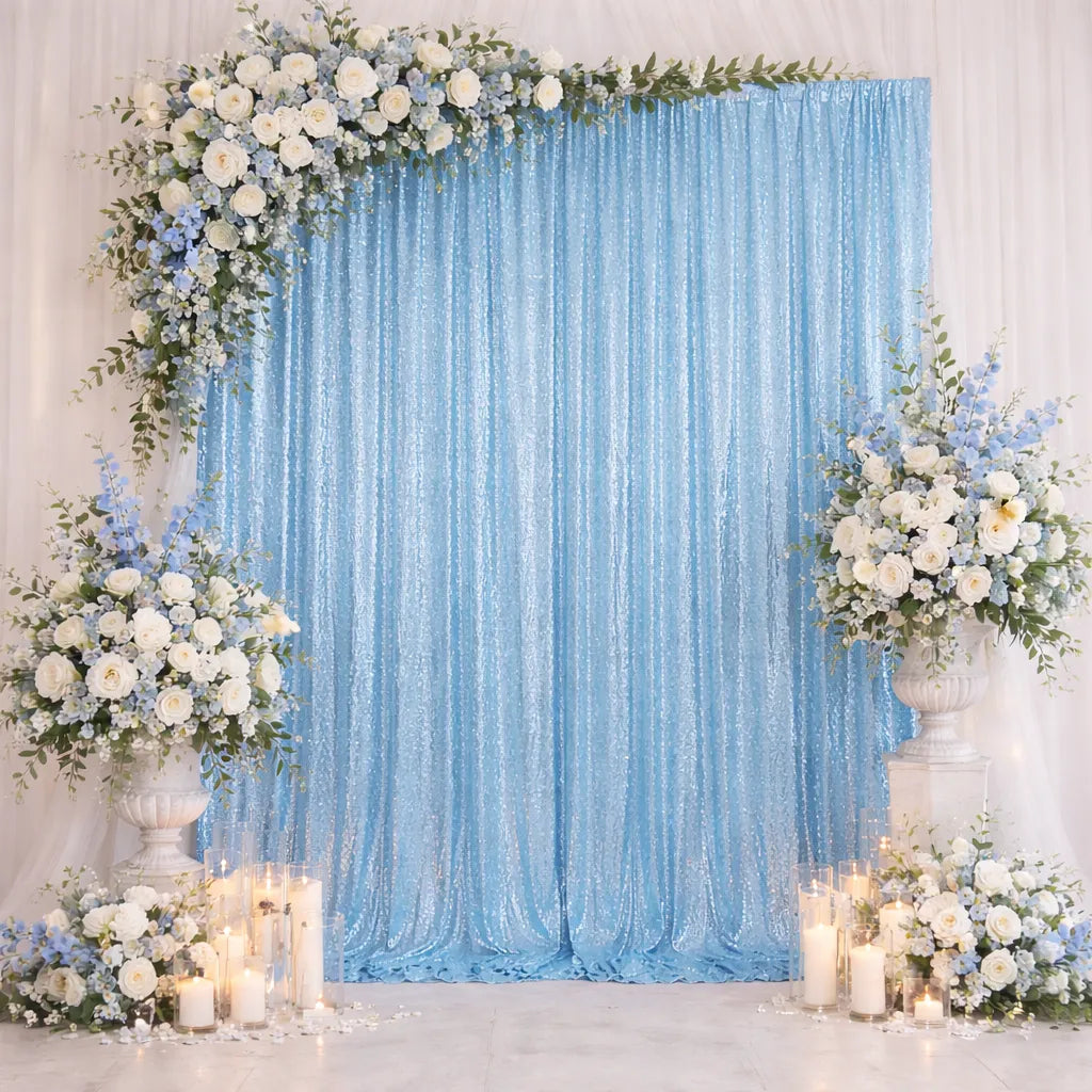Rideau Mariage Bleu Scintillant Chic