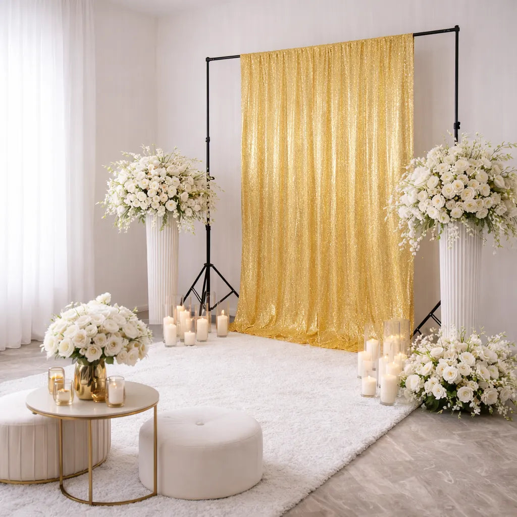 Rideau Mariage Doré à Paillettes