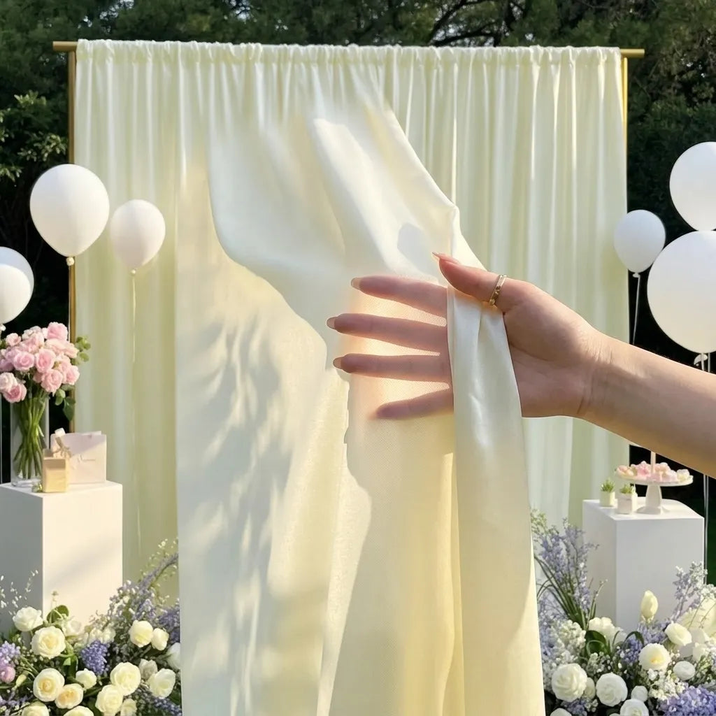 Rideau Mariage Ivoire en Satin Léger