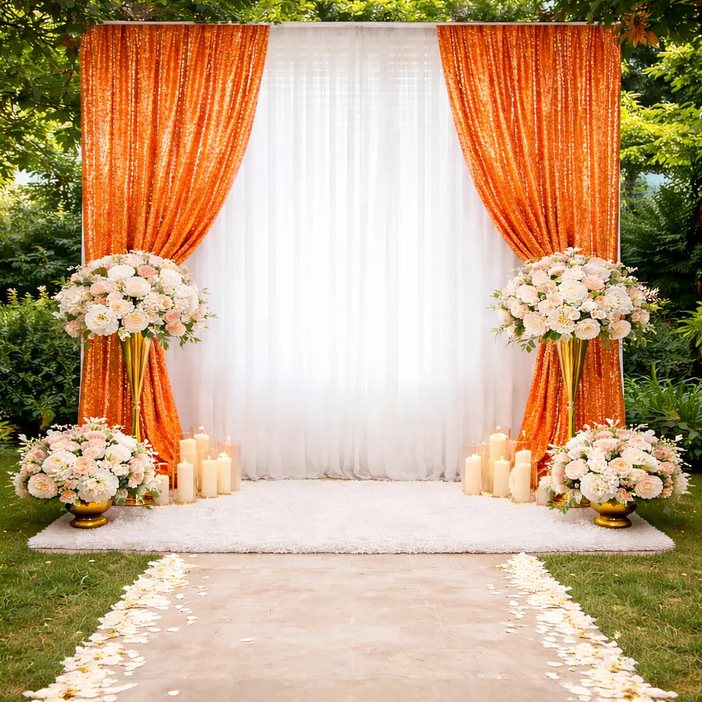 Rideau Mariage Orange Pailleté