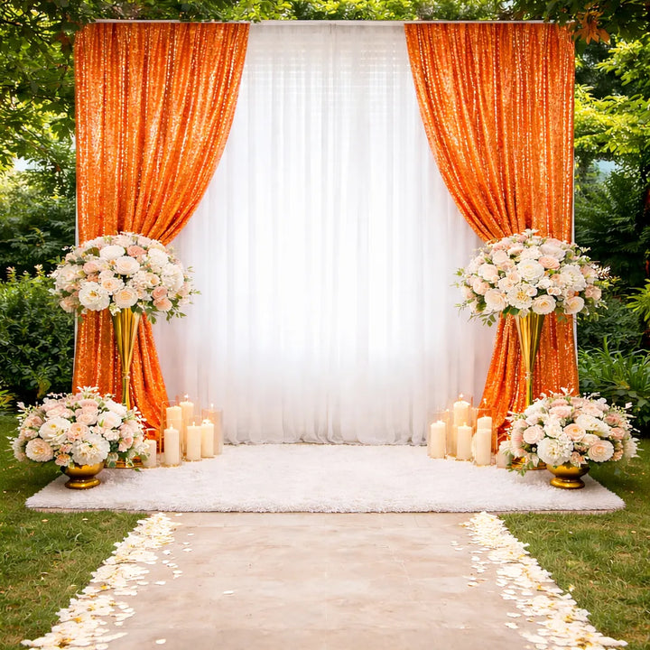 Rideau Mariage Orange Pailleté