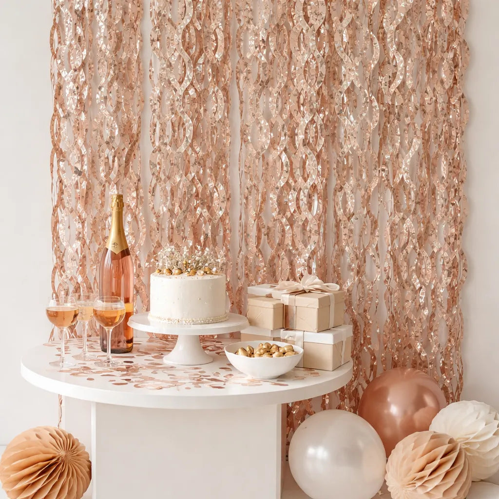 Rideau Rose Gold Etoilé à Franges Ondulés