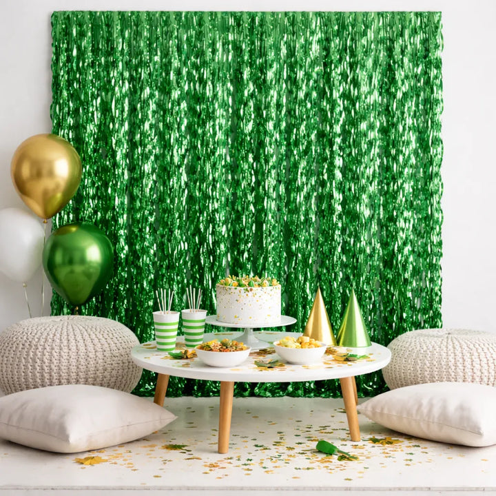 Rideau Vert à Franges Ondulés