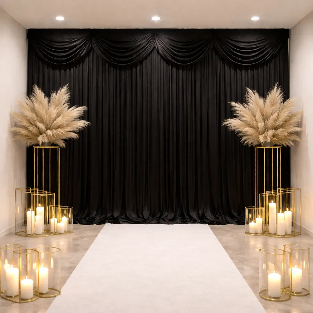 Rideau d’Arrière-Plan Mariage Décoratif en Soie