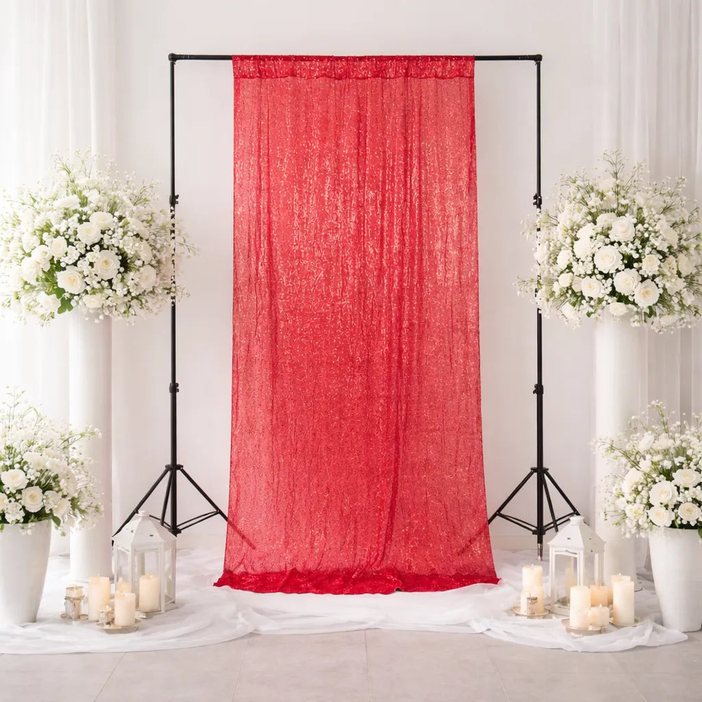 Rideau de Fond Mariage Rouge à Paillettes