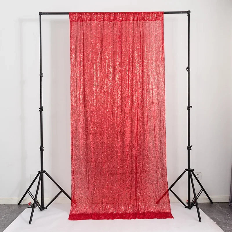 Rideau de Fond Mariage Rouge à Paillettes Chic