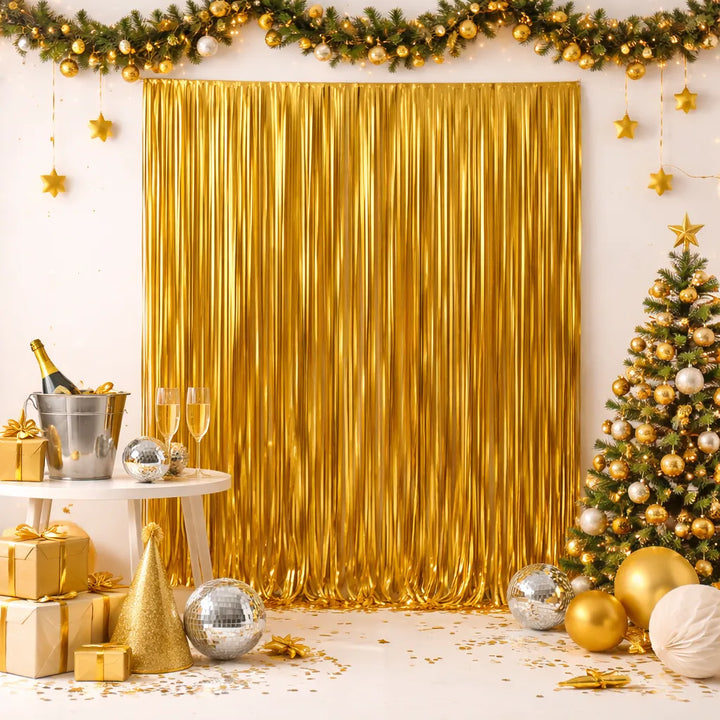 Rideaux à Frange Métallique Gold Mate Minimaliste