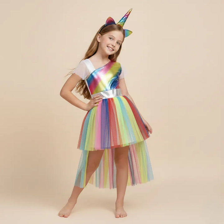 Robe Arc-en-ciel Licorne Fille