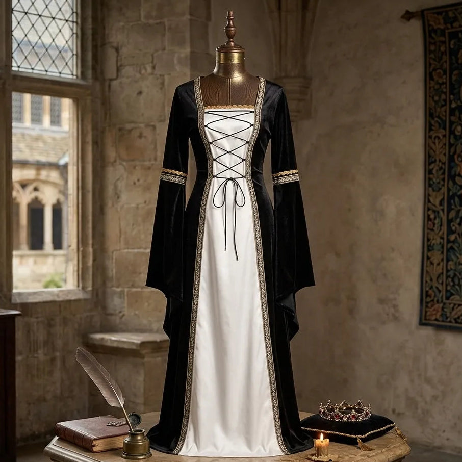 Robe Médiévale Noir et Blanc Unique