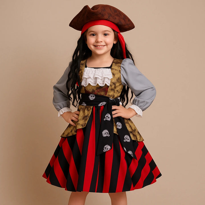Robe Pirate Fille Avec Perruque