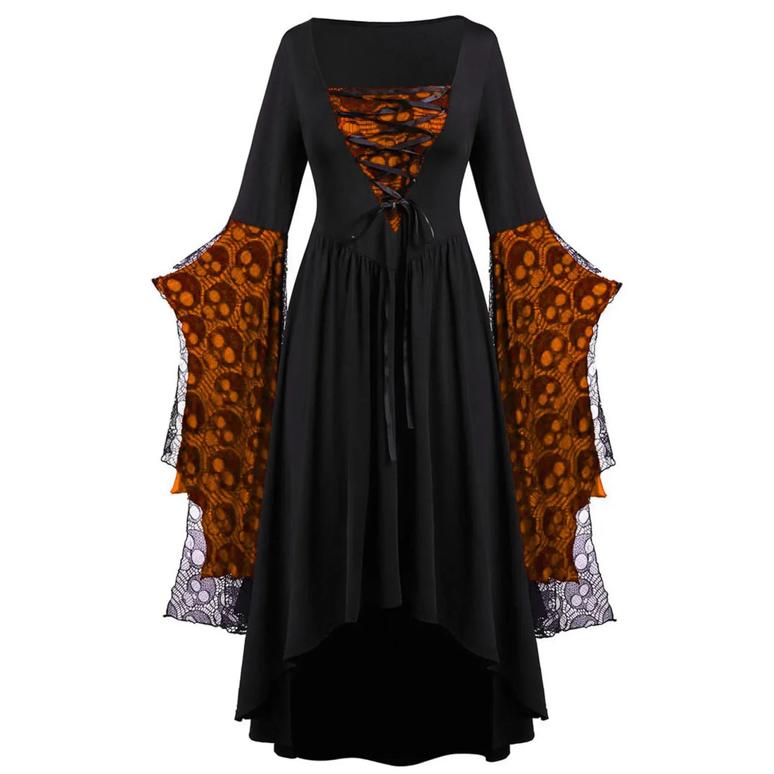 Robe Vampire Halloween Orange et Noir Stylée