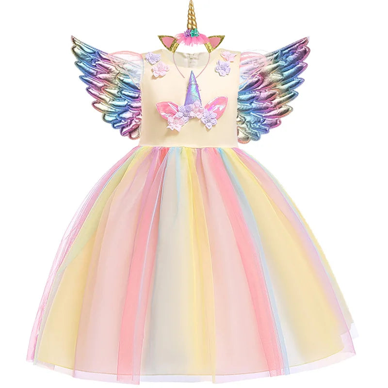 Robe de Princesse Licorne Jaune Stylé