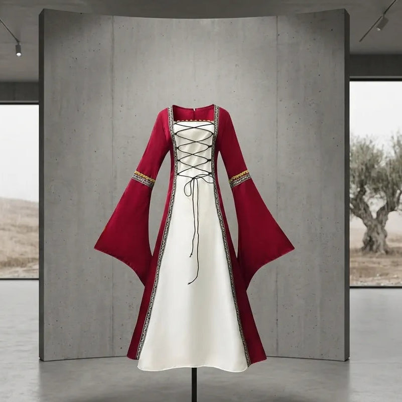Robe médiévale Rouge et Blanc Unique
