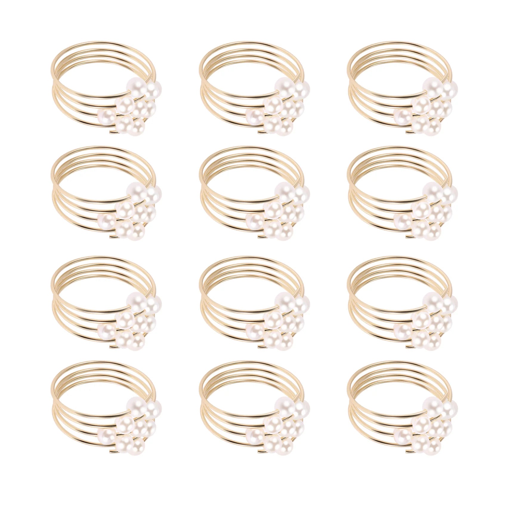 Rond de Serviette Doré à Perles Chic
