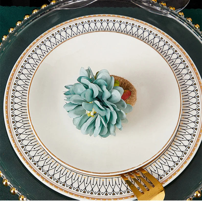 Rond de Serviette Fleur Champêtre Bleu champêtre