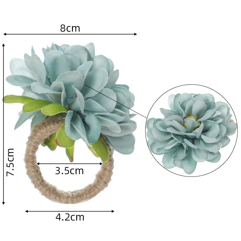 Rond de Serviette Fleur Champêtre Bleu raffiné