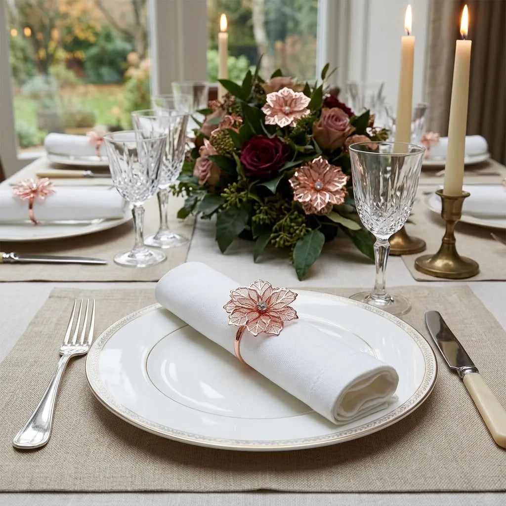 Rond de Serviette Fleur Rose Gold Unique