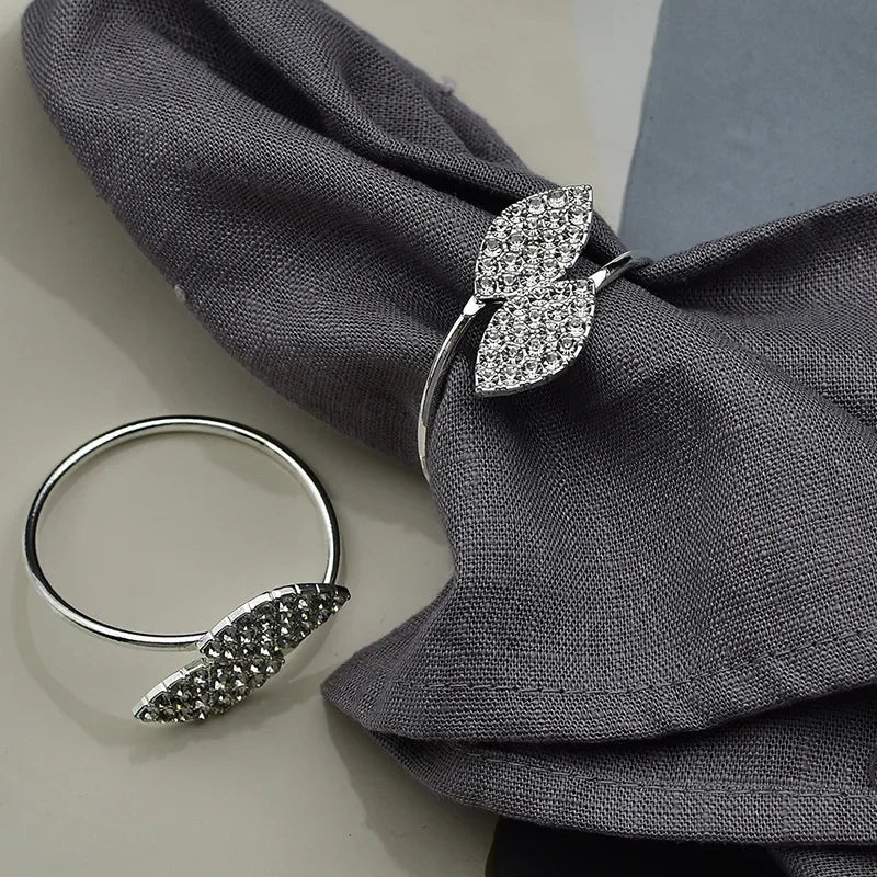 Rond de Serviette Mariage Feuilles Brillantes