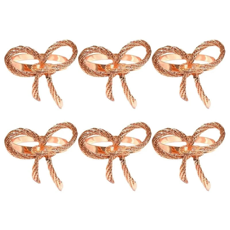 Rond de Serviette Mariage Nœud Rose Gold Chic