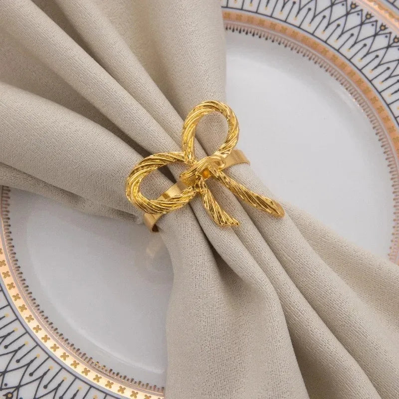 Rond de Serviette Mariage Raffiné Doré