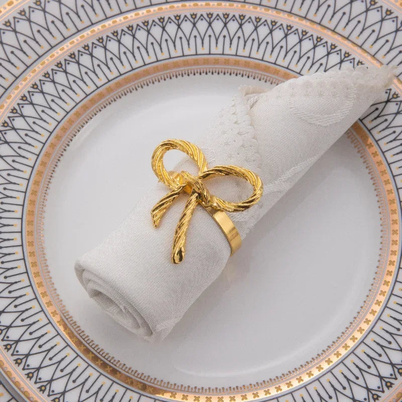 Rond de Serviette Mariage Raffiné Doré Chic