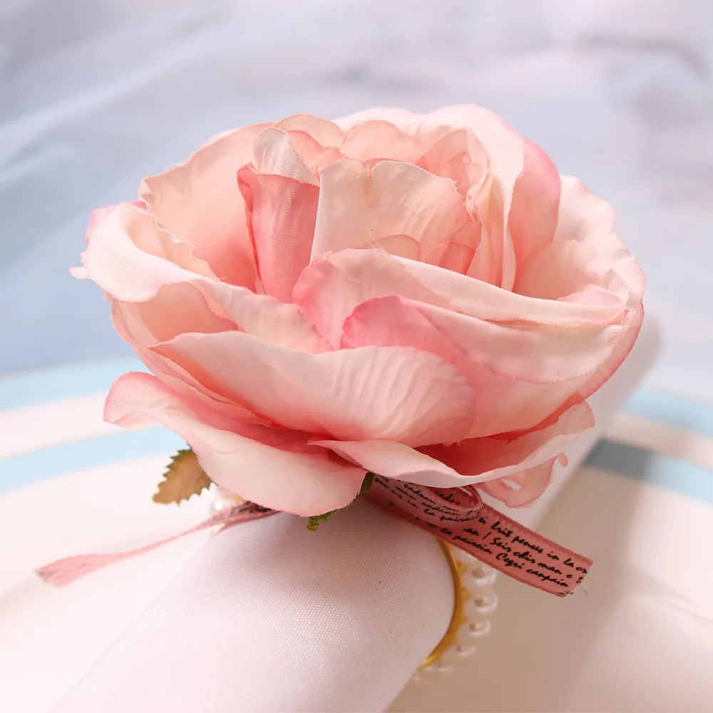 Rond de Serviette Mariage Rose Durable
