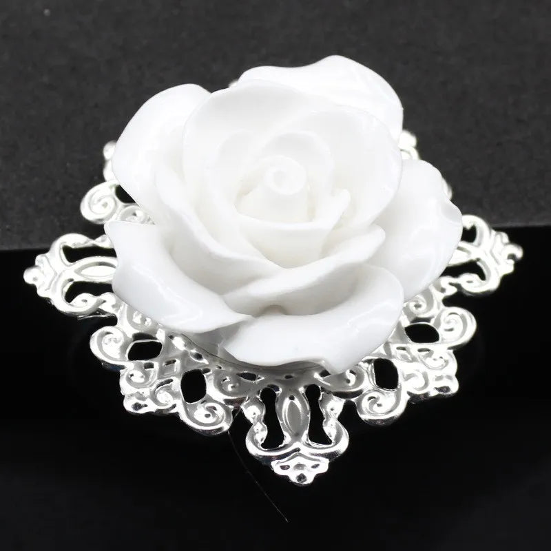 Rond de Serviette Mariage Vintage Rose Blanche Chic