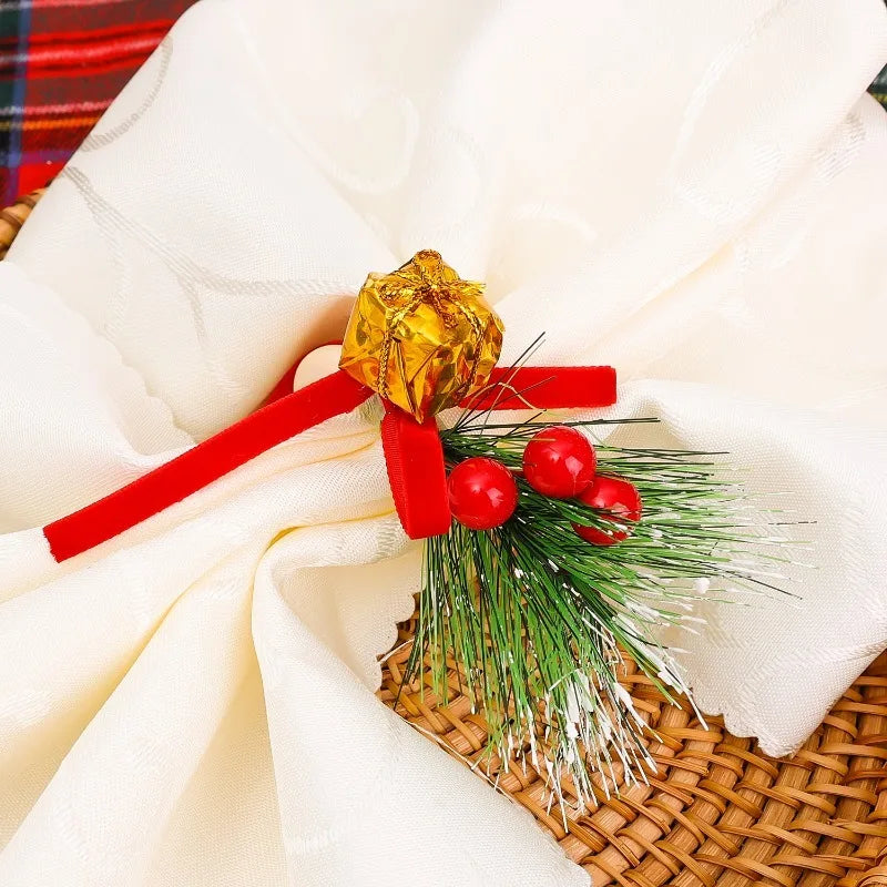 Rond de Serviette Noël Baies Cadeau élégant 