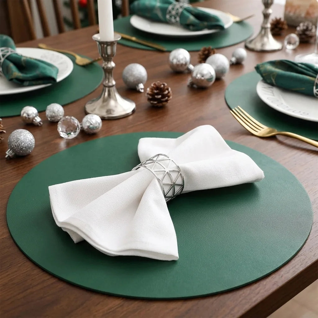 Rond de Serviette Noël Géométrique Argenté1