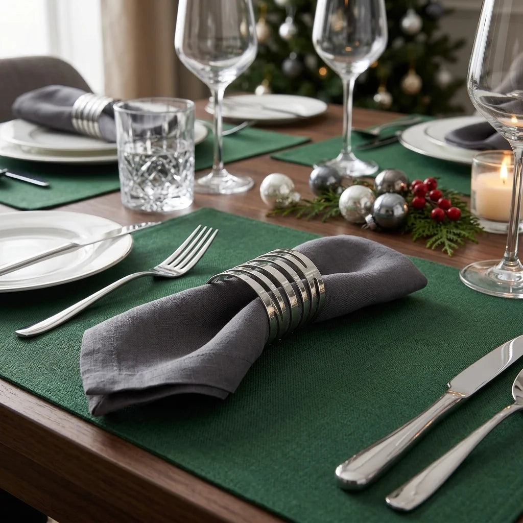 Rond de Serviette Noël Moderne Elégant Argenté1