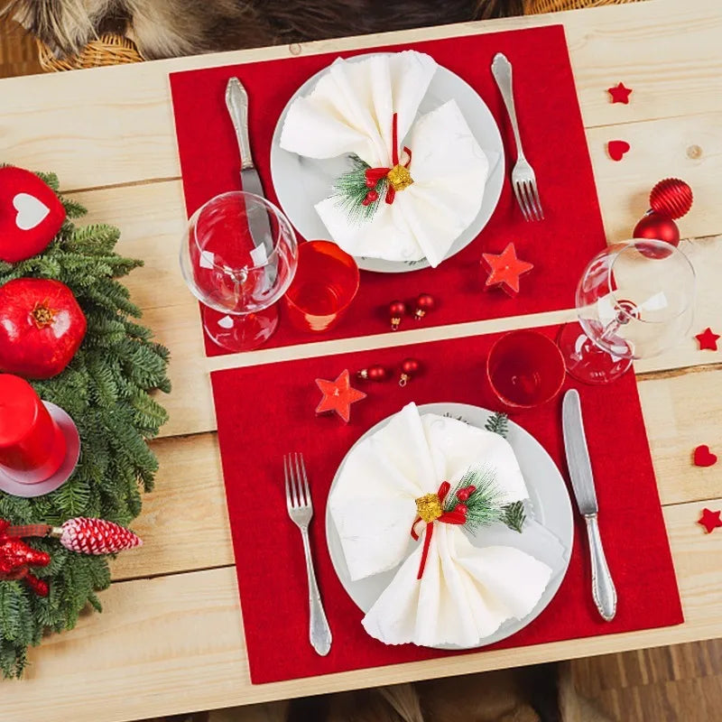 Rond de Serviette Noël Pomme de Pin élégant 