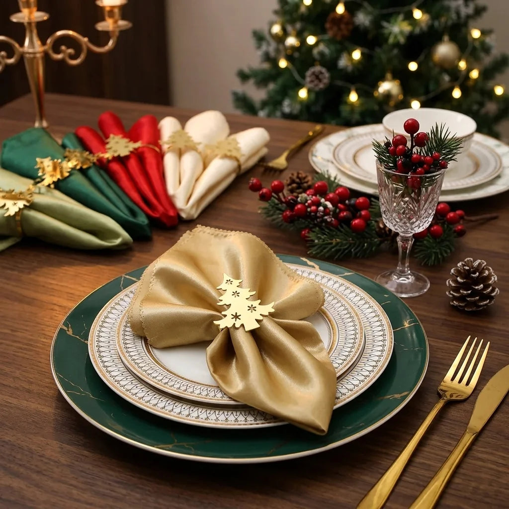Rond de Serviette Sapin Doré élégant 