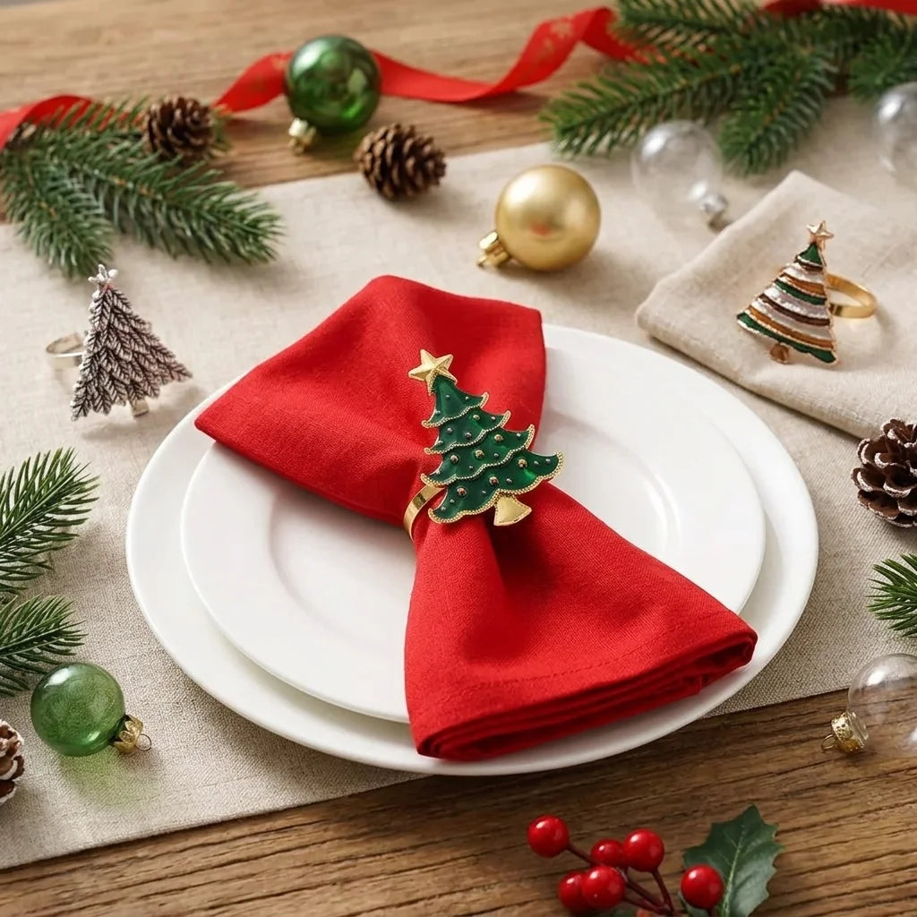 Rond de Serviette Sapin Vert élégant 