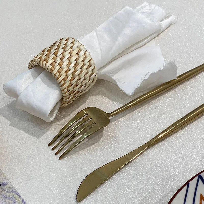 Rond de Serviette en Rotin Mariage Chic
