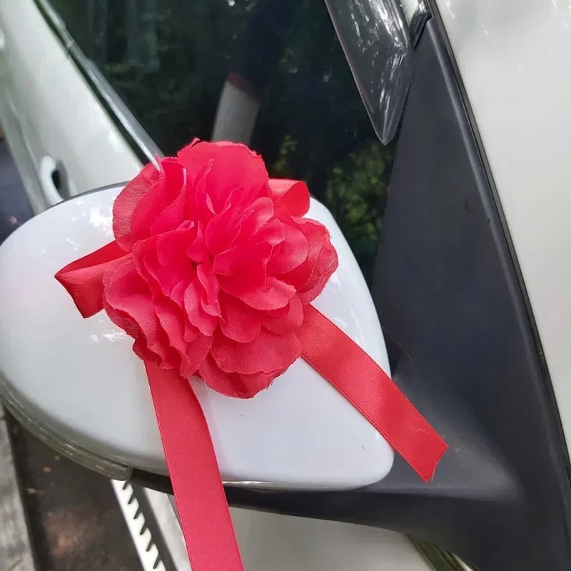Ruban à Fleurs Rouge Décoratif Voiture Mariage Elégant
