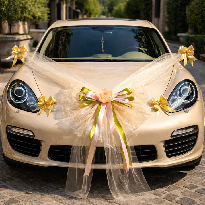 Ruban à Nœud Champagne pour Voiture Mariage
