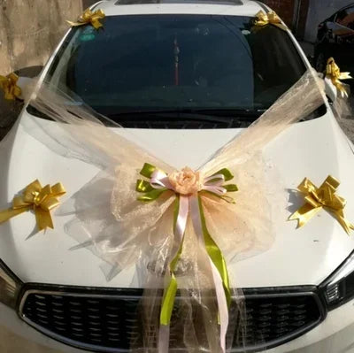 Ruban à Nœud Champagne pour Voiture Mariage Chic